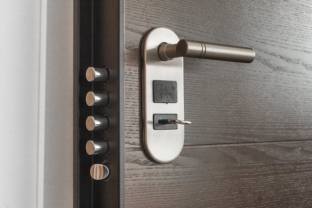A door with a secure locking mechanism.